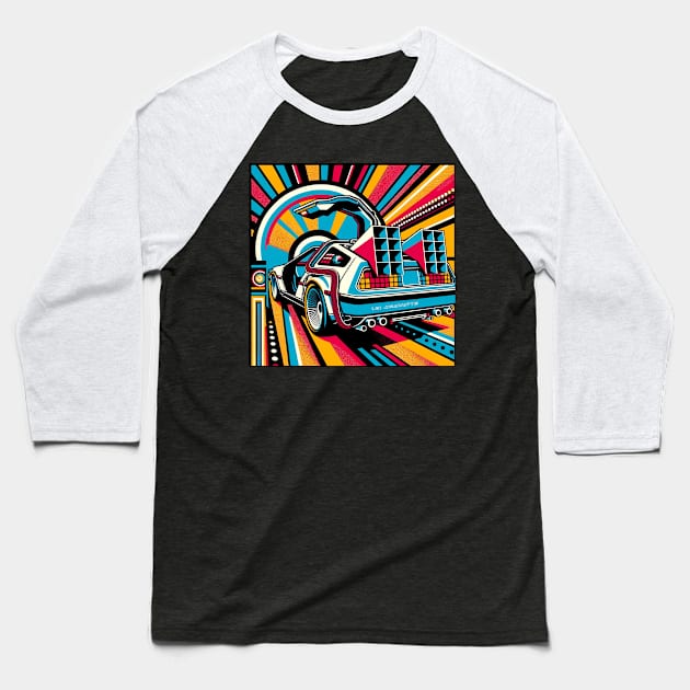 Back to the Future - Delorean Pop Art Baseball T-Shirt by PoshFitness
